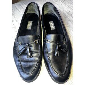 Bally Switzerland Men’s Black Genuine Leather Shoes Tassel Loafer 10D New Sole